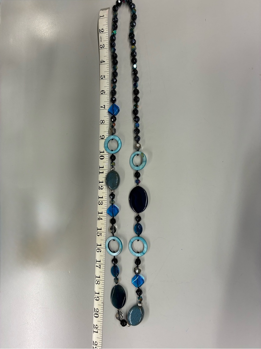 Artisan Sapphire Blue Glass Pottery Multi-Bead Statement Necklace - Picture 10 of 11
